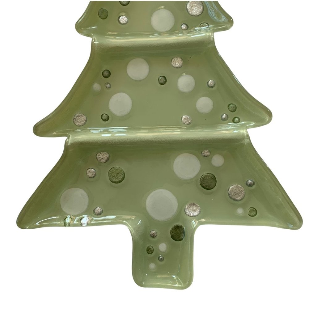 Lori Siebert for Silvestri Hand Blown Glass Christmas Tree Divided Platter - Picture 8 of 11